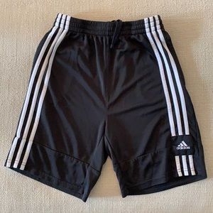 Adidas Boys Black with White Stripes Track Shorts with pockets